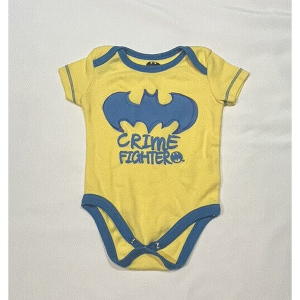 Newborn Baby Boy Yellow Blue Bodysuit 0-3 Months Batman Crime Fighter DC